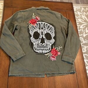 Boomboom Jeans Embroidered Embellished Skull Roses Jacket Women’s M